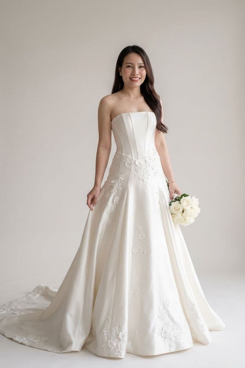 AI try-on result showing the gown, look 2